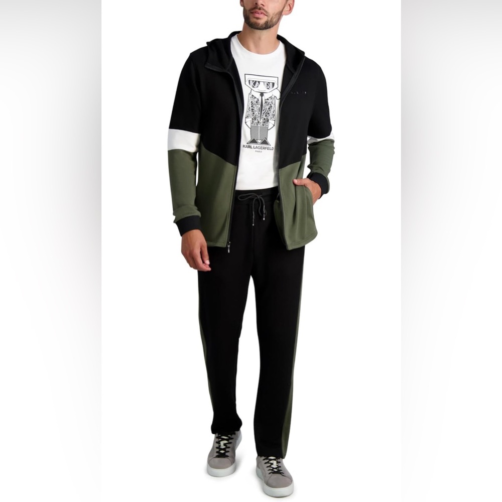 $199 Karl Lagerfeld Paris Men’s Kidult Color-Block Hoodie Size XXL